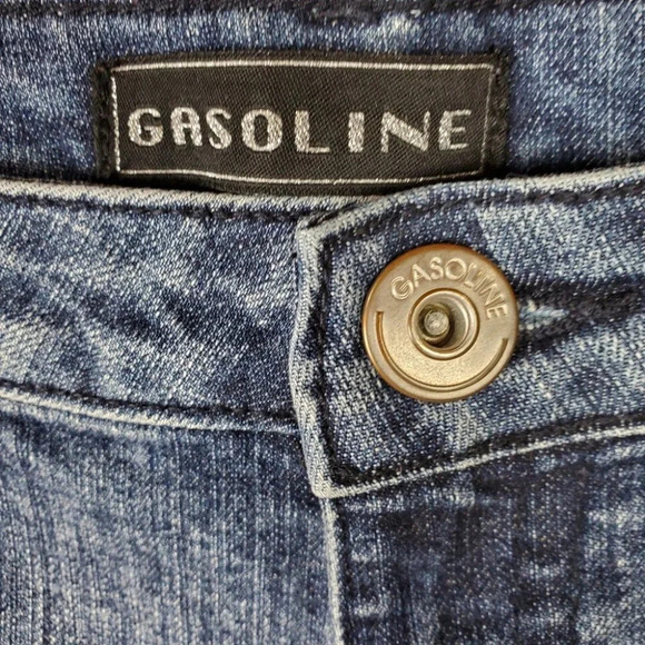 Vintage Gasoline Jeans Olympia Mid  Rise Straight Leg Size 14 Embroidered - Picture 2 of 14